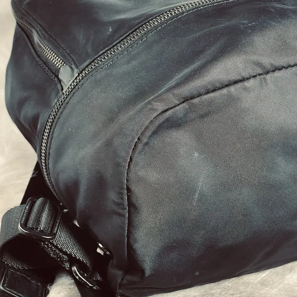 Lululemon Black Nylon Backpack Small Travel Gym Bag Shoe Compartment